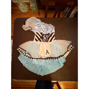 Y2K adult’s Alice in wonderland one-sleeved costume lace up corset